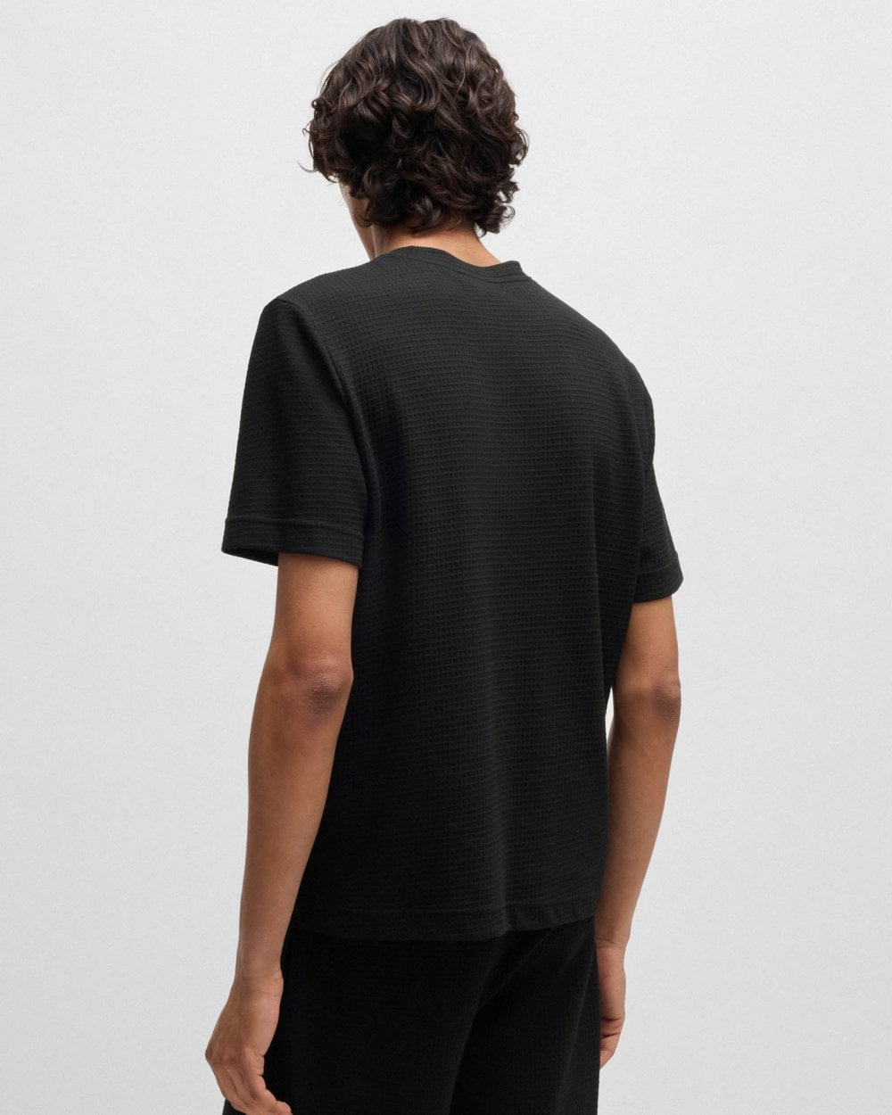 HUGO HUGO Austin Mens Waffle-Structured Pyjama T-Shirt with Embroidered Logo