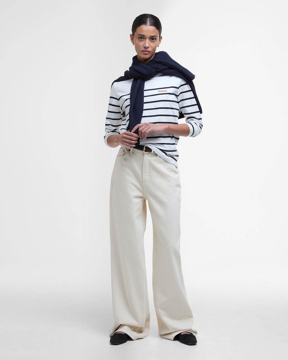 Barbour Bradley Womens Long Sleeve Striped Top - Cloud Stripe