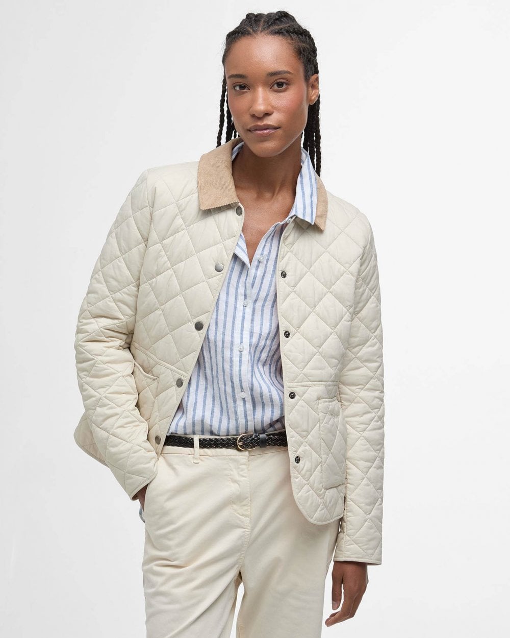 Barbour Deveron Quilted Womens Jacket - Light Pearl/Pale Pink