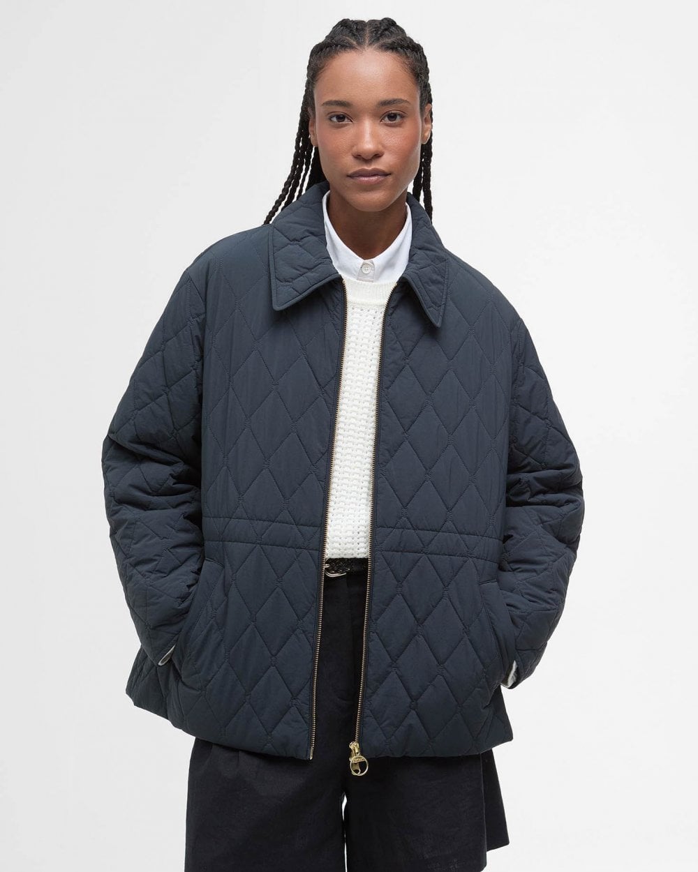Barbour Clarissa Womens Quilted Jacket - Dark Navy/Rosemary Tartan