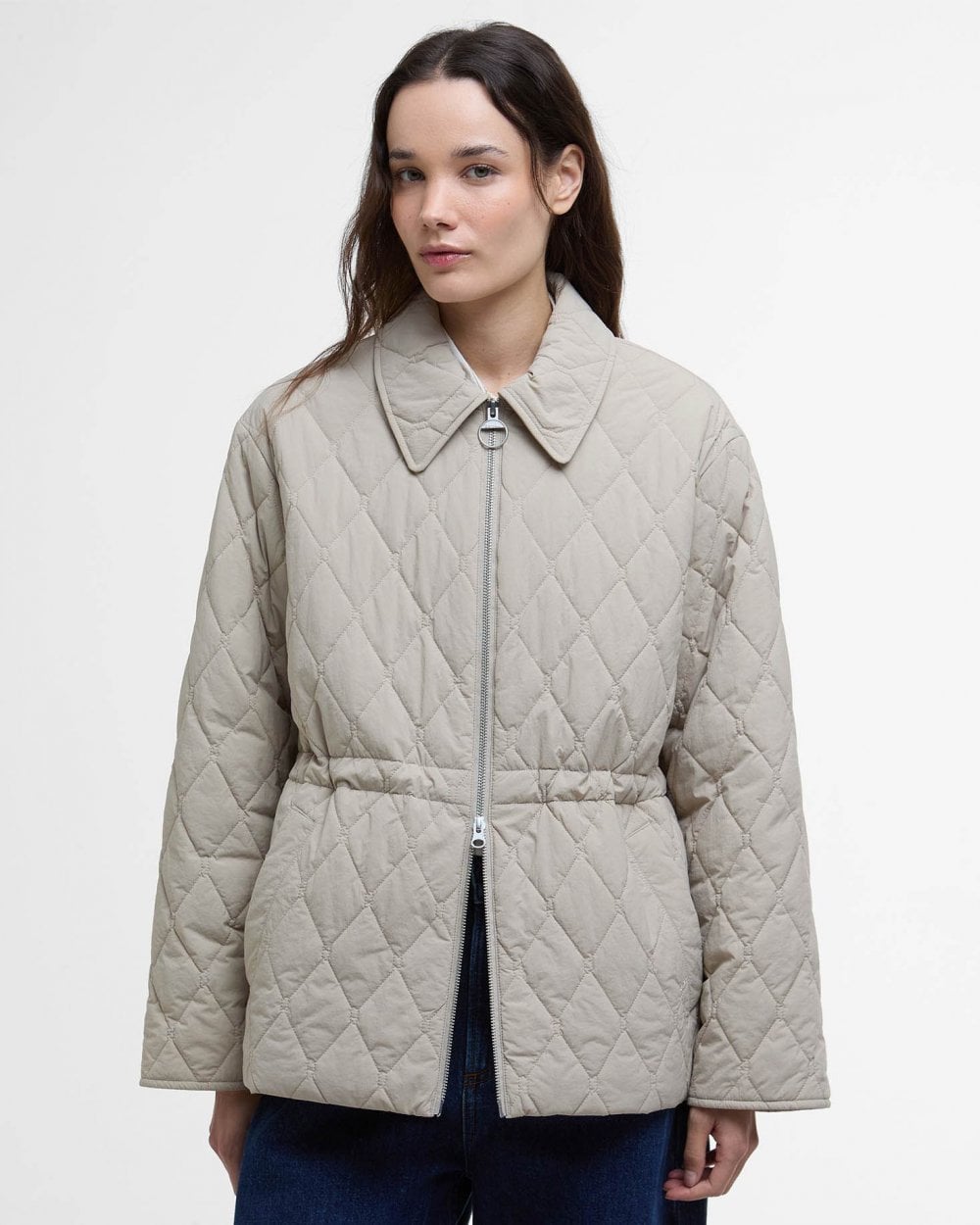 Barbour Clarissa Womens Quilted Jacket - Light Sand/Rosemary Tartan