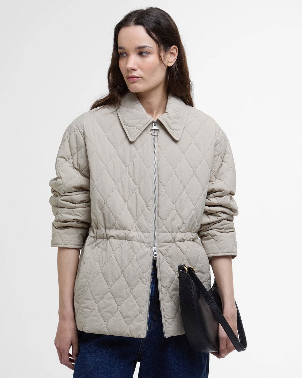 Barbour Clarissa Womens Quilted Jacket - Light Sand/Rosemary Tartan