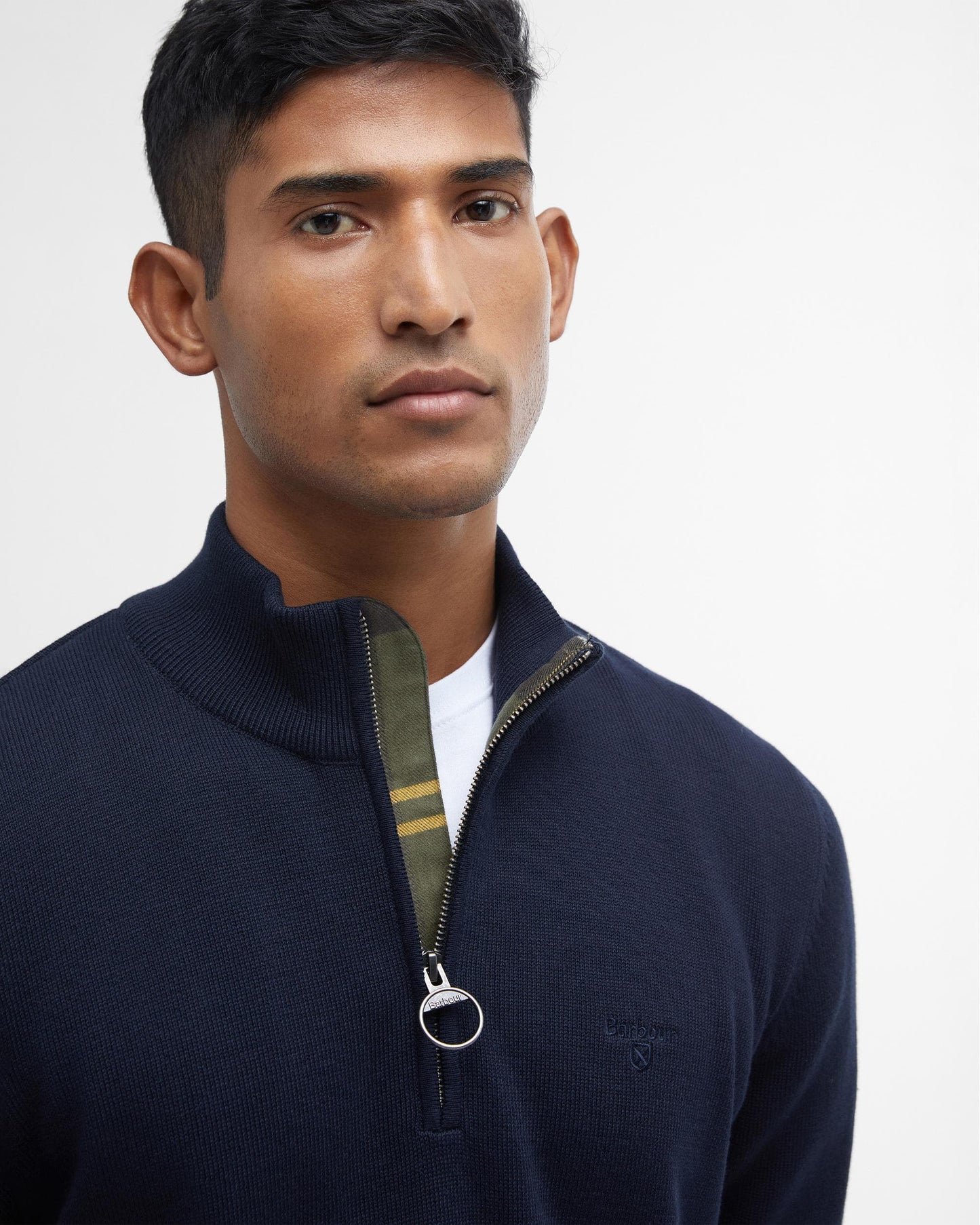 Barbour Cotton Mens Half Zip Jumper - Navy