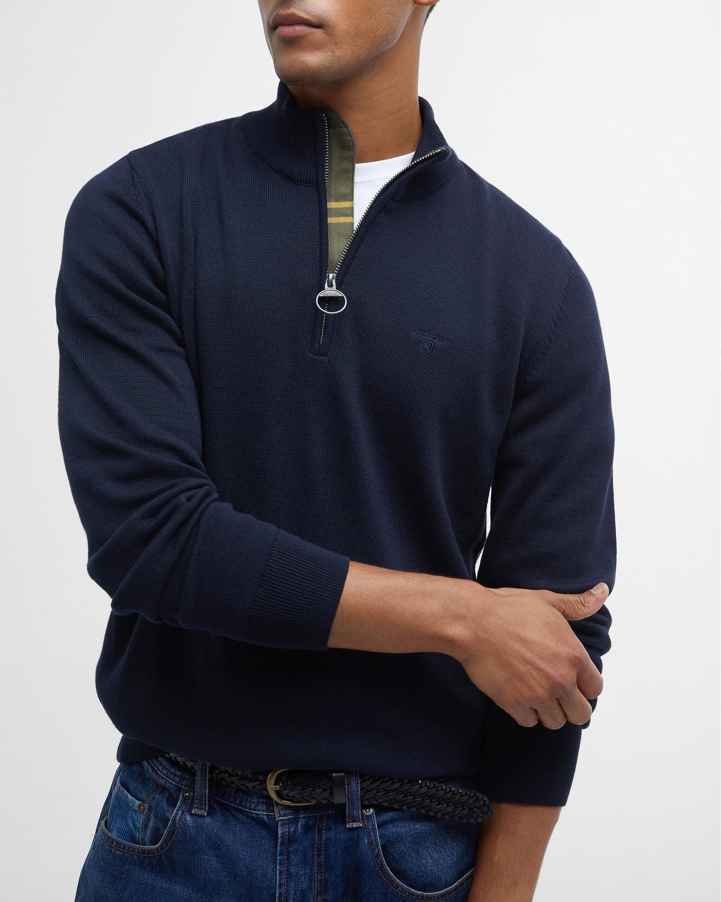 Barbour Cotton Mens Half Zip Jumper - Navy