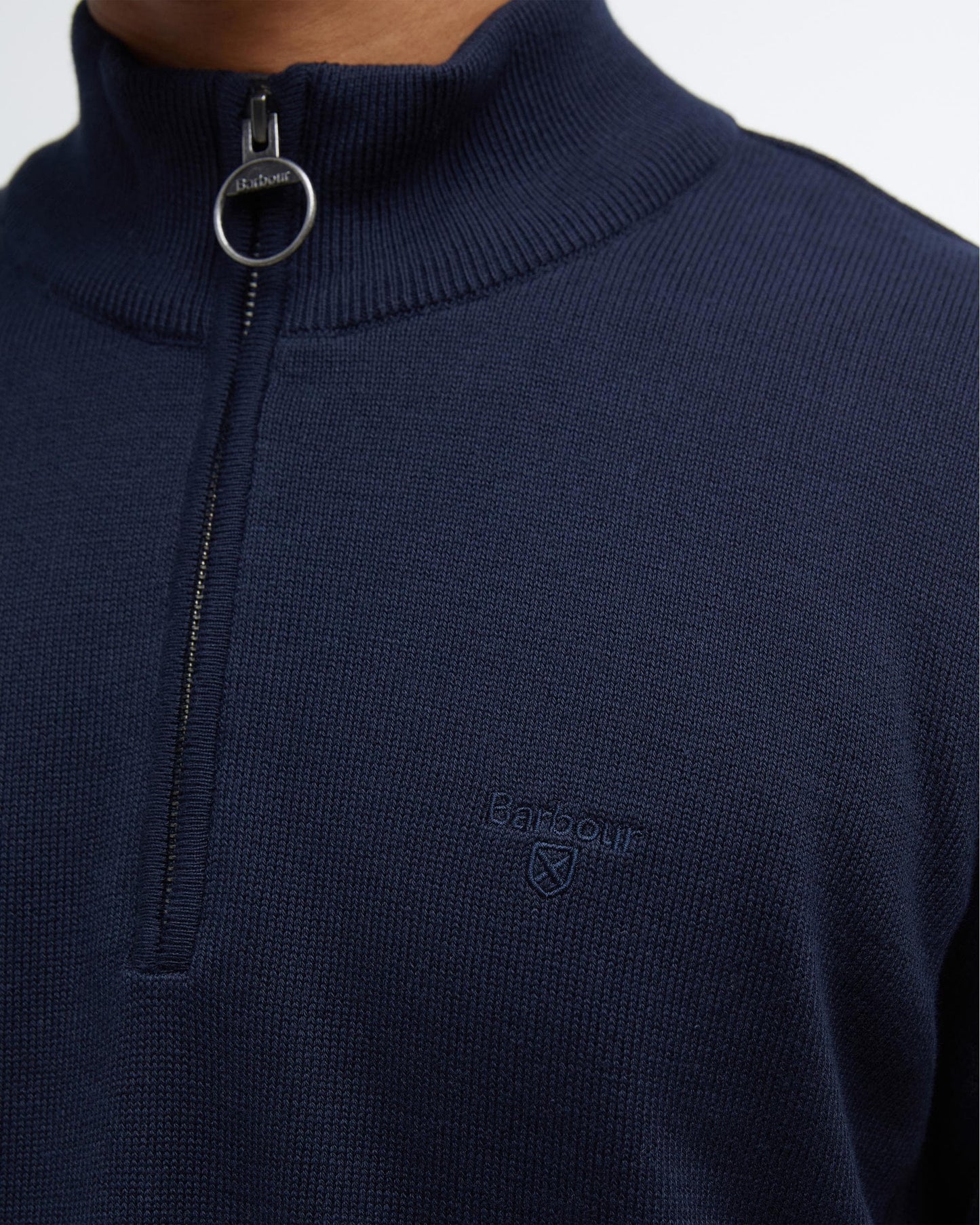 Barbour Cotton Mens Half Zip Jumper - Navy