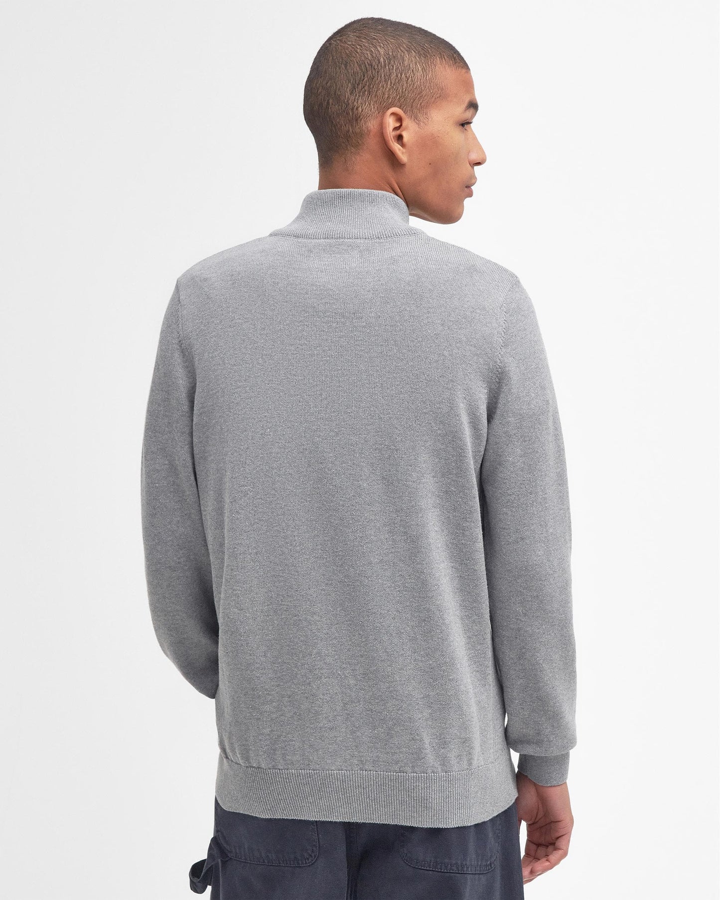 Barbour Cotton Mens Half Zip Jumper - Grey Marl