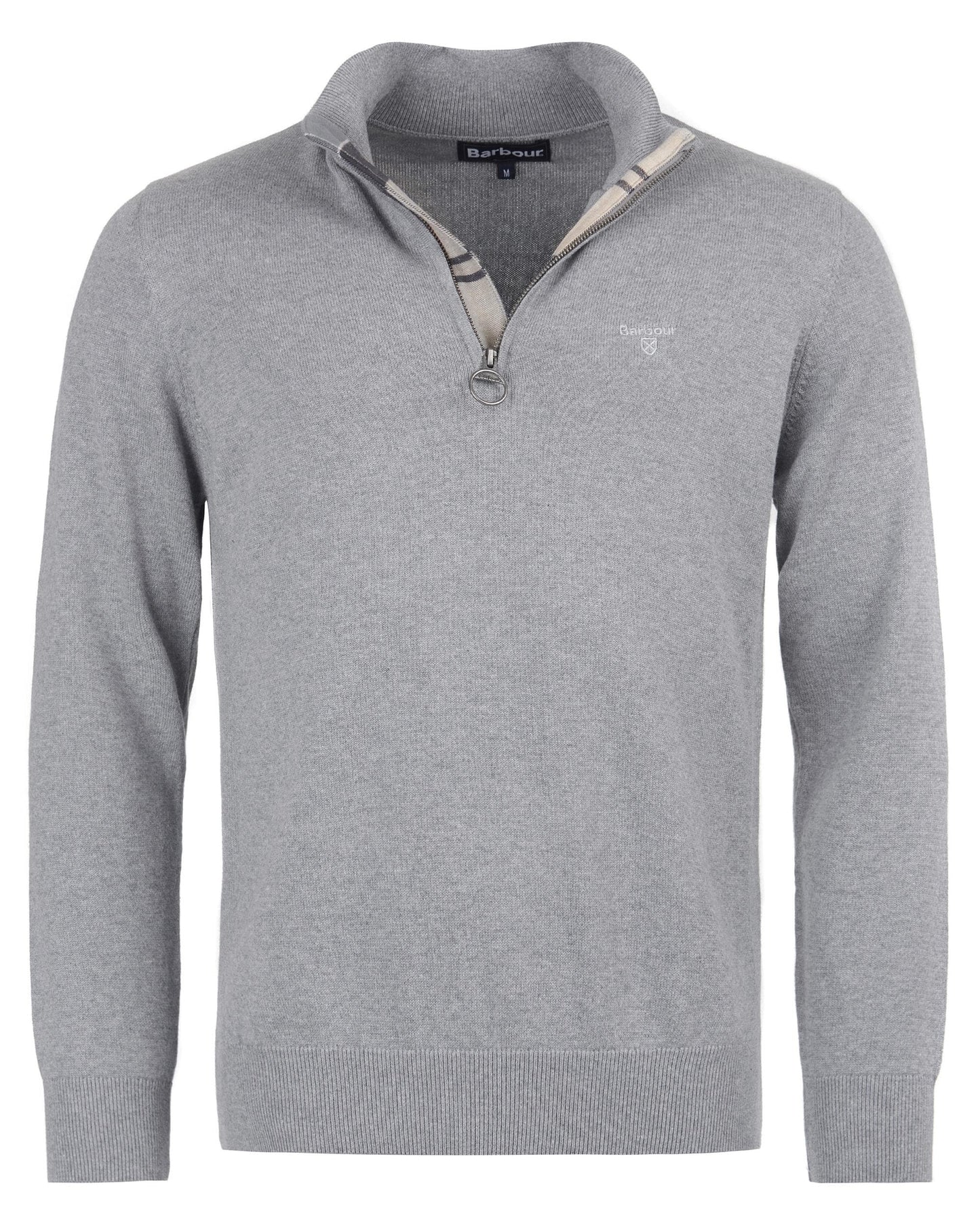Barbour Cotton Mens Half Zip Jumper - Grey Marl