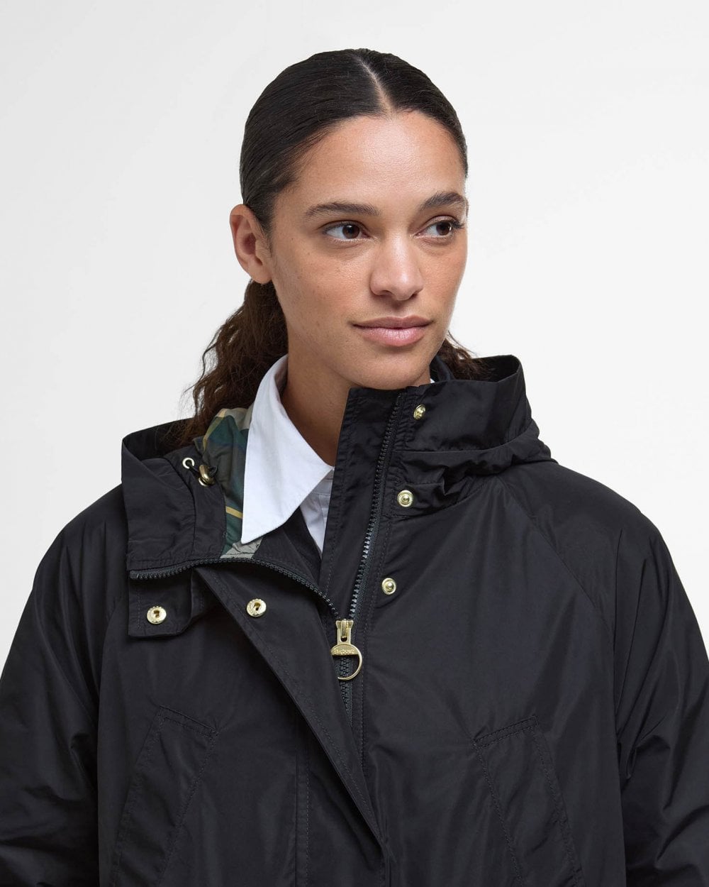 Barbour Una Womens Showerproof Jacket - Black/Ancient Tartan
