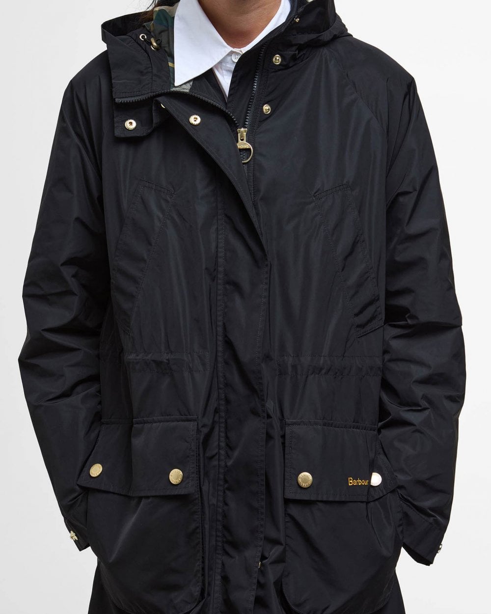 Barbour Una Womens Showerproof Jacket - Black/Ancient Tartan