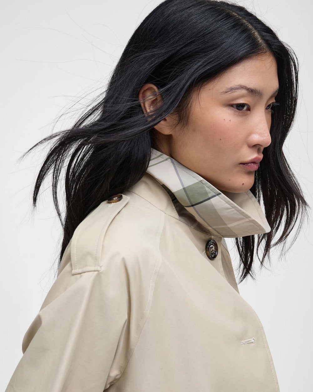 Barbour Maia Womens Showerproof Jacket - Light Sand/Rosemary Tartan