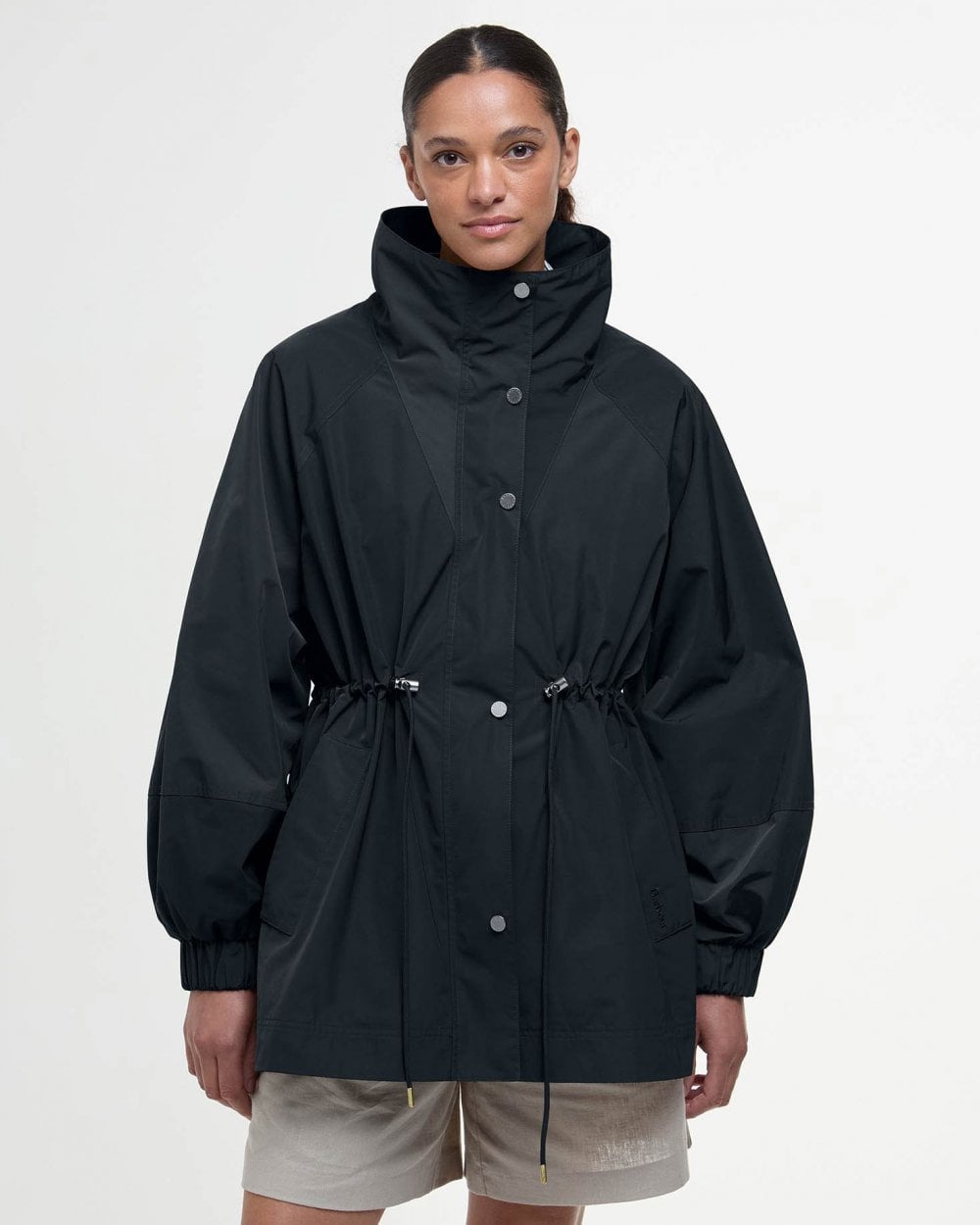 Barbour Suri Womens Showerproof Jacket - Black/Safari Dress Tartan CHO Barbour Suri Womens Showerproof Jacket - Black/Safari Dress Tartan CHO