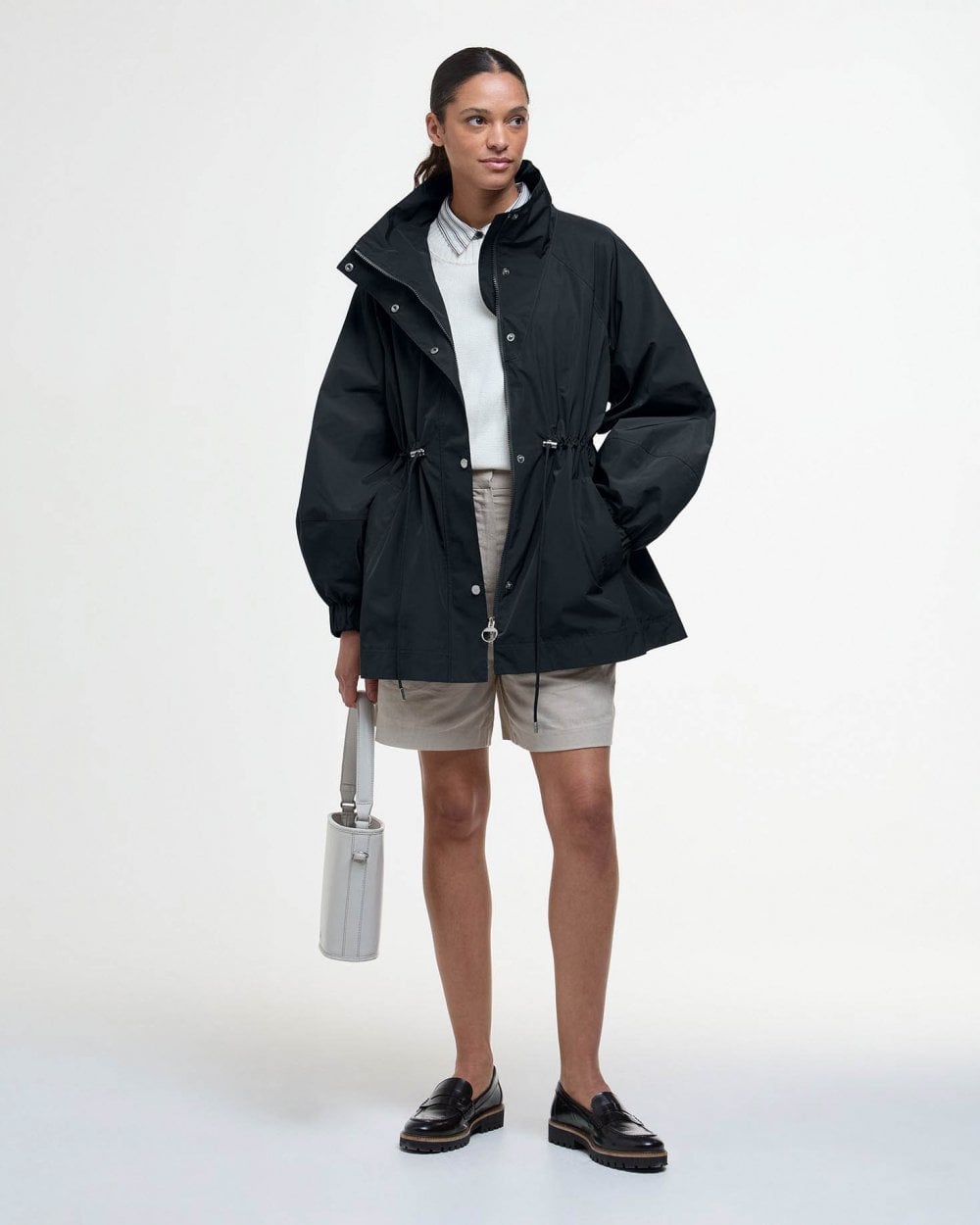 Barbour Suri Womens Showerproof Jacket - Black/Safari Dress Tartan