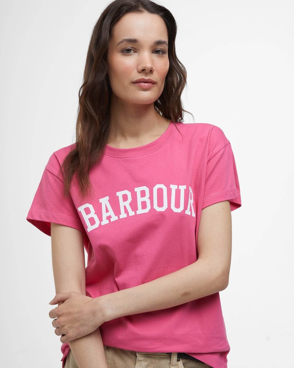 Barbour Northumberland Womens Short Sleeve T-Shirt - Rose Pink