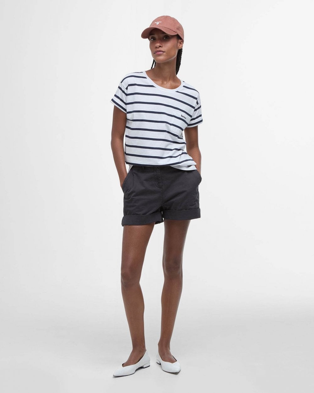 Barbour Otterburn Womens T-Shirt - White/Navy