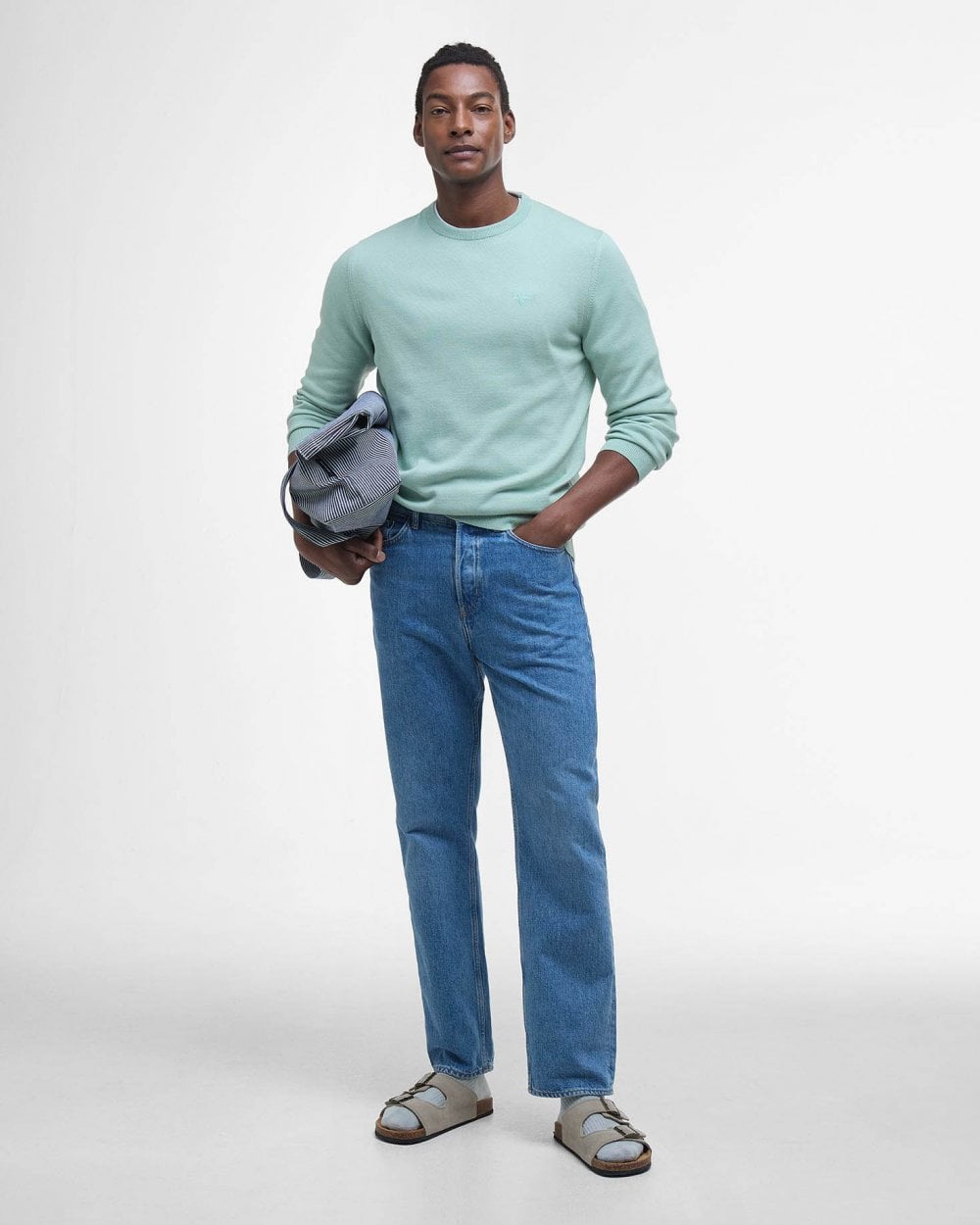 Barbour Pima Cotton Mens Crew Sweatshirt - Pale Apple