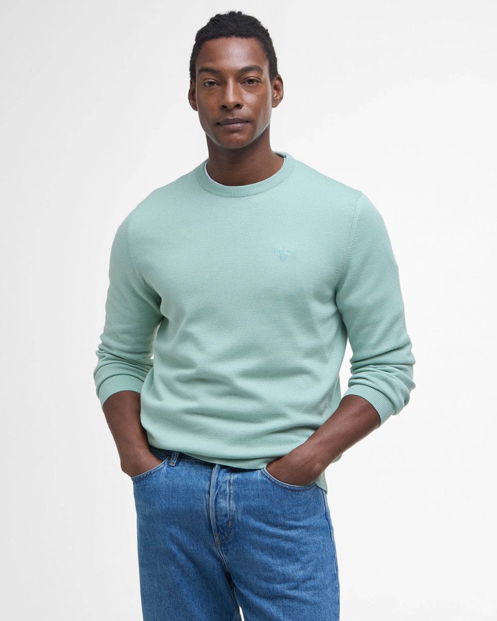 Barbour Pima Cotton Mens Crew Sweatshirt - Pale Apple