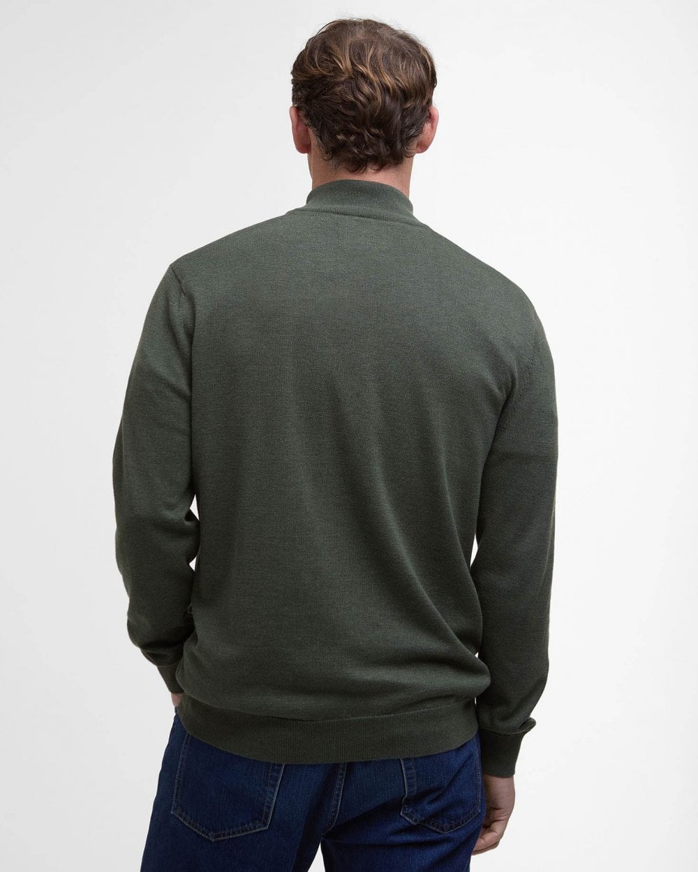 Barbour Bayfield Mens Half Zip Jumper - Mid Olive