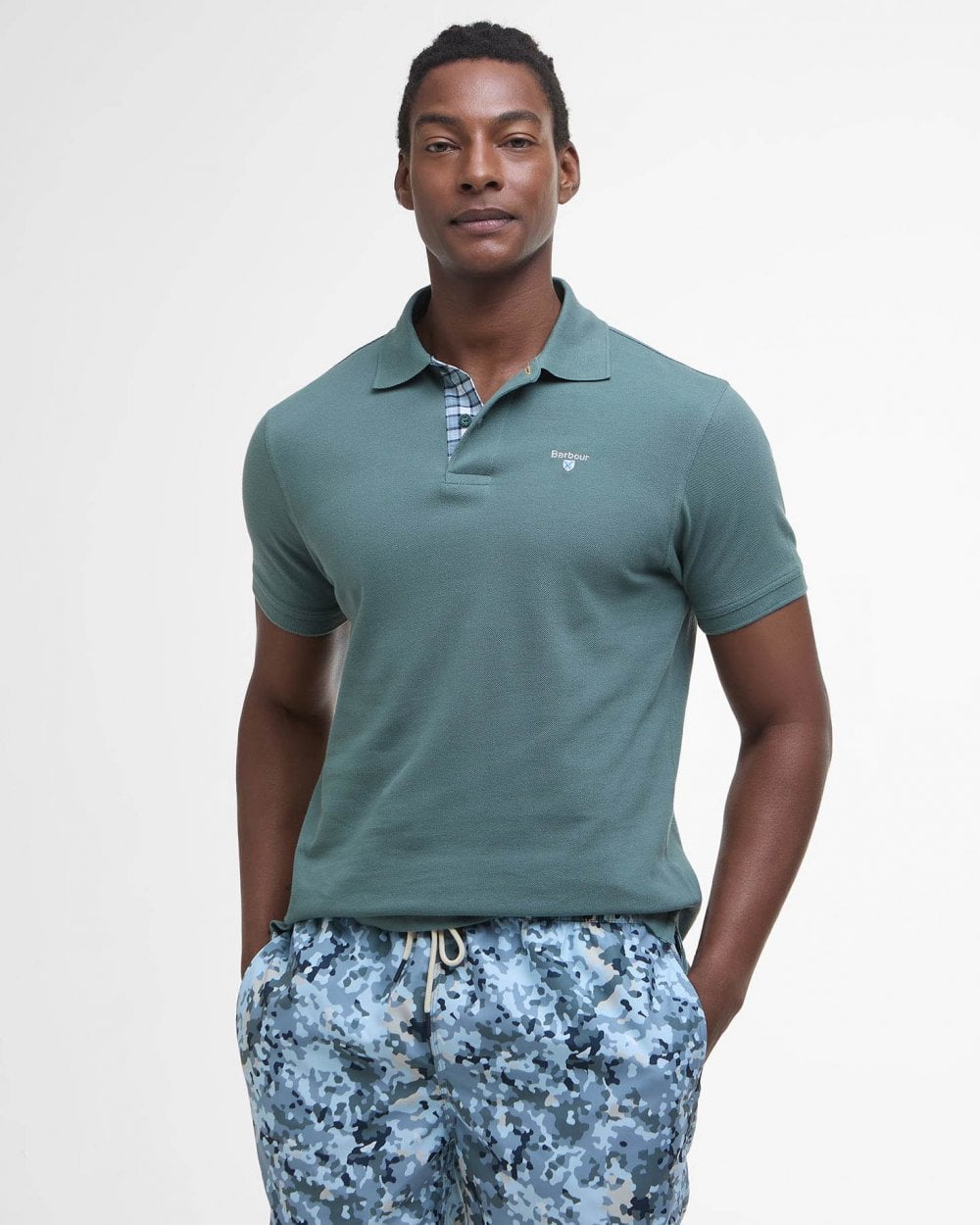 Barbour Tartan Pique Mens Polo - Vintage Teal
