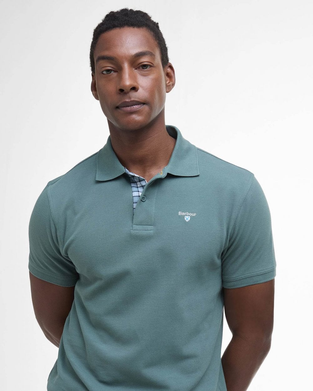 Barbour Tartan Pique Mens Polo - Vintage Teal