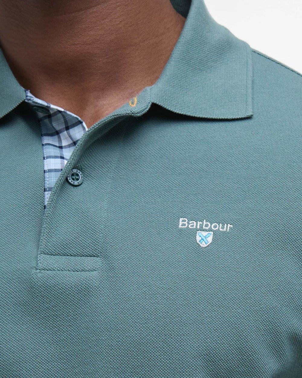 Barbour Tartan Pique Mens Polo - Vintage Teal