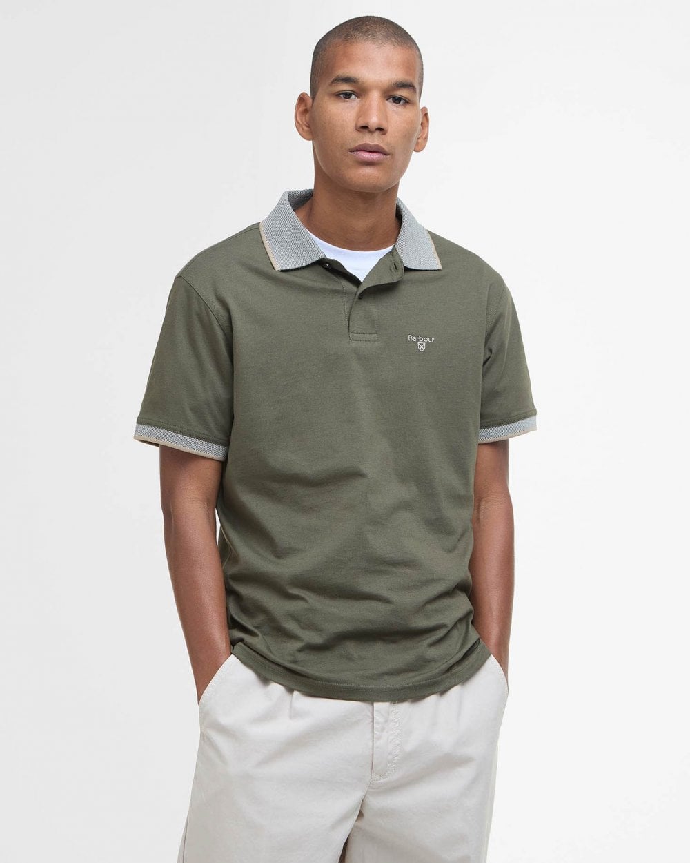 Barbour Cornsay Mens Tailored Polo - Uniform Green