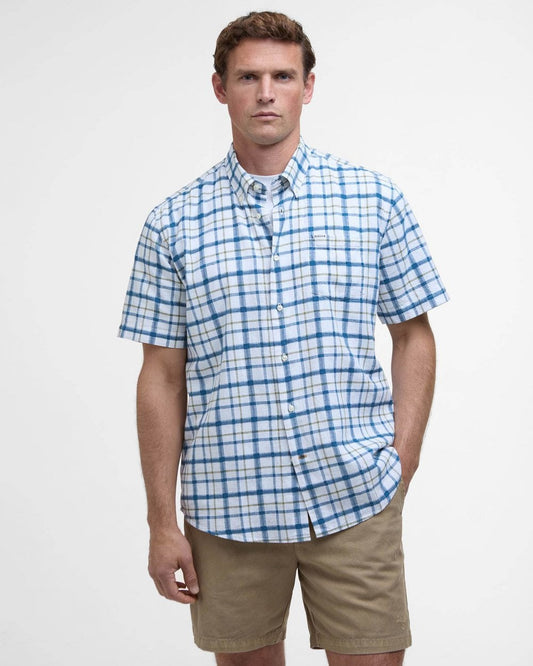 Barbour Barbour Glover Mens Short Sleeve Linen Blend Check Shirt