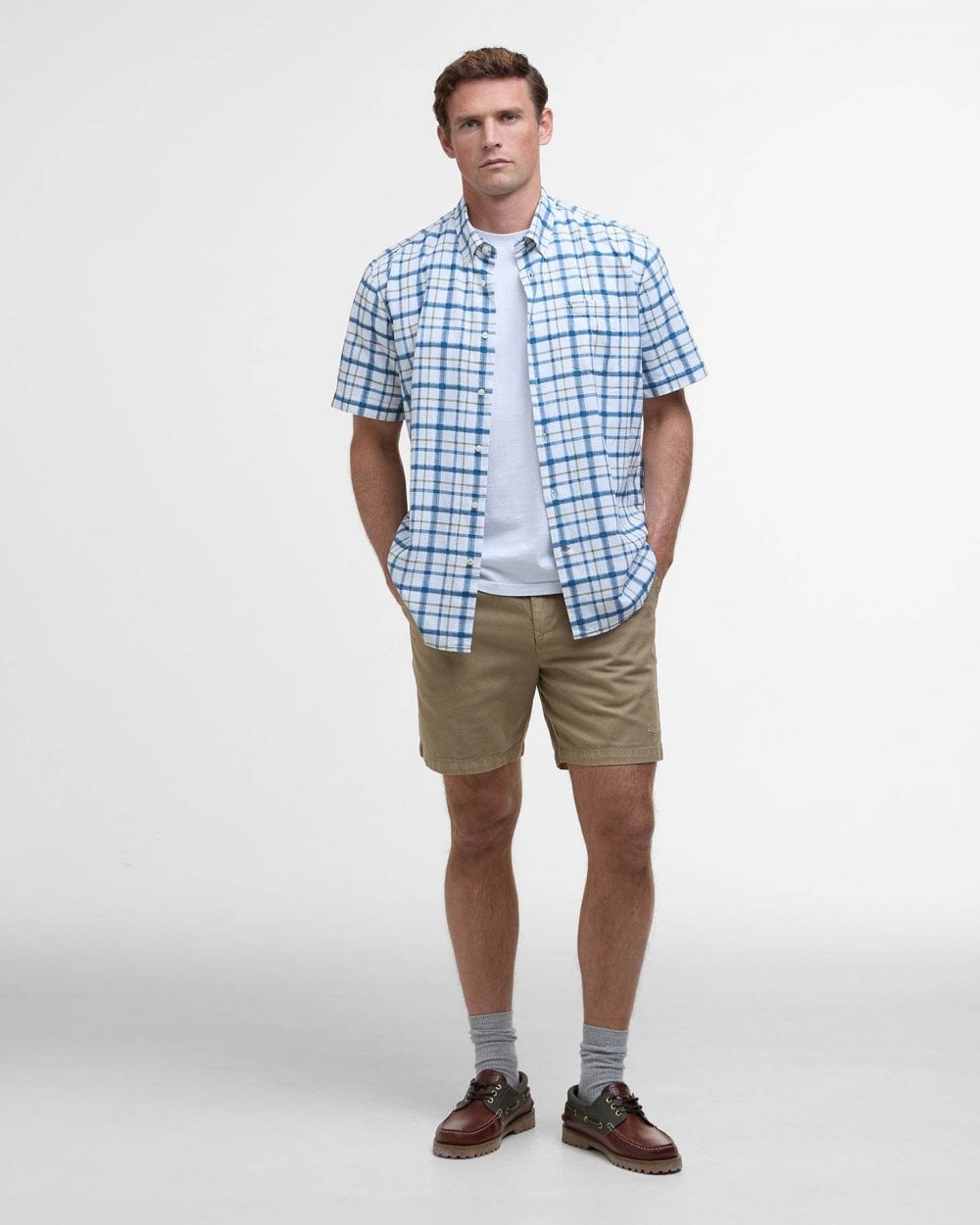 Barbour Barbour Glover Mens Short Sleeve Linen Blend Check Shirt
