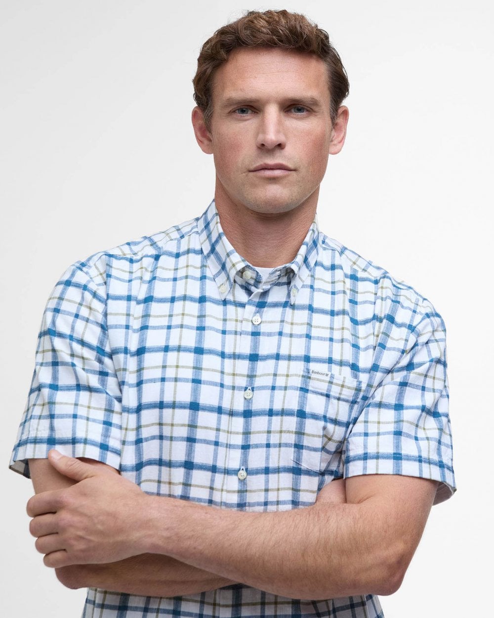 Barbour Barbour Glover Mens Short Sleeve Linen Blend Check Shirt