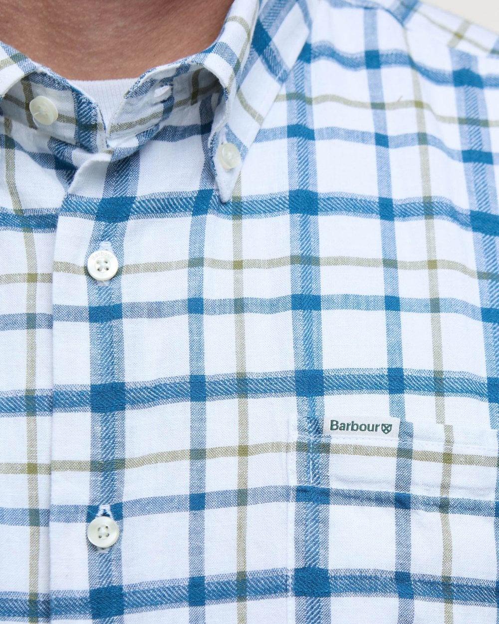 Barbour Barbour Glover Mens Short Sleeve Linen Blend Check Shirt
