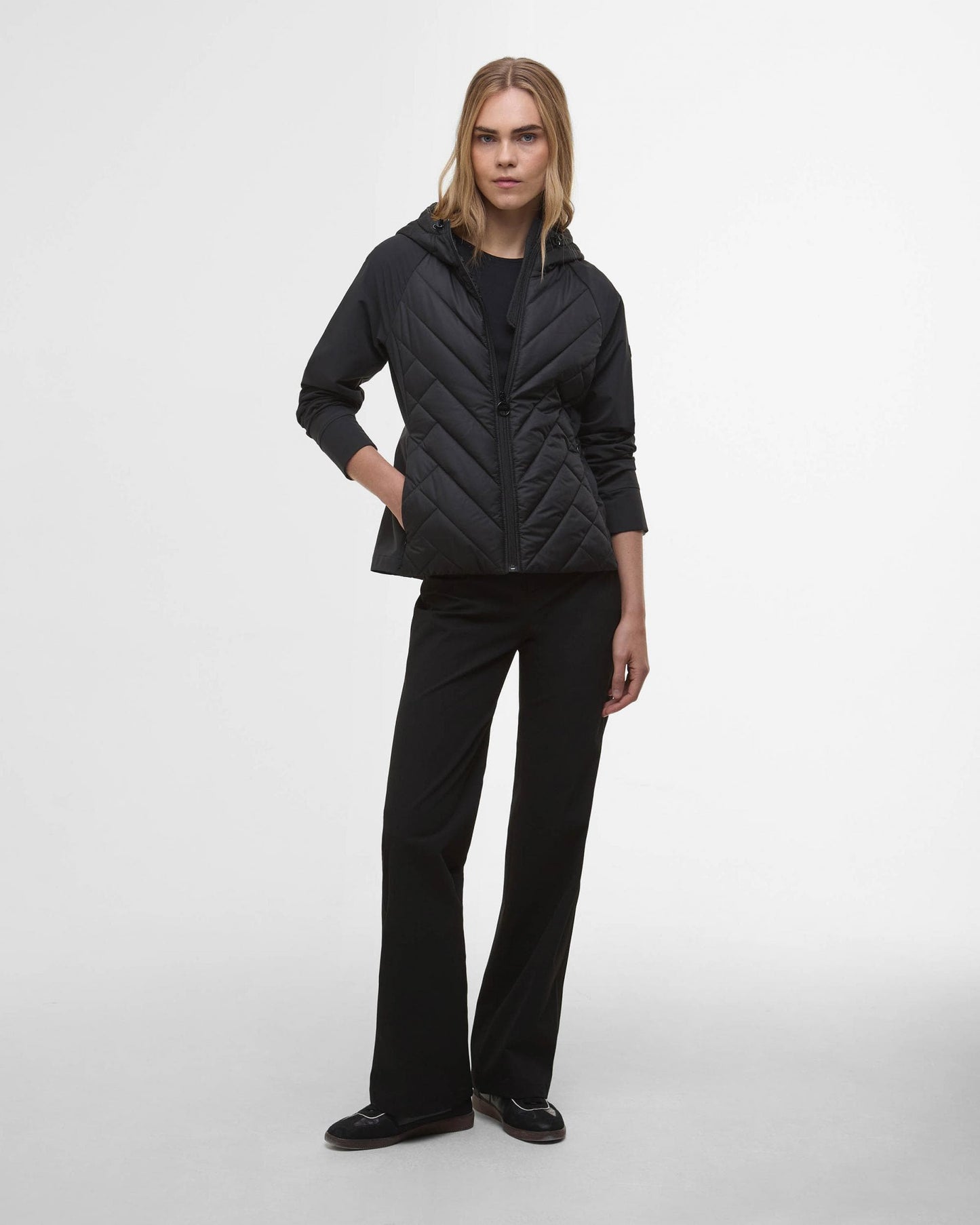 Barbour International Dakota Womens Quilted Sweatshirt - Black