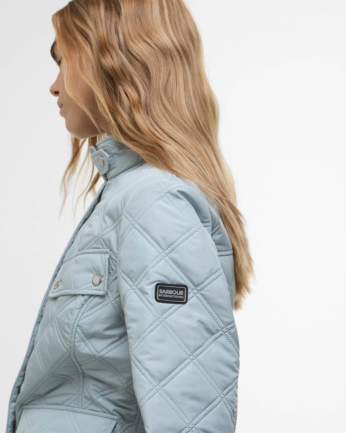 Barbour International Halsey Womens Quilted Jacket - Light Steel/Silver Birch