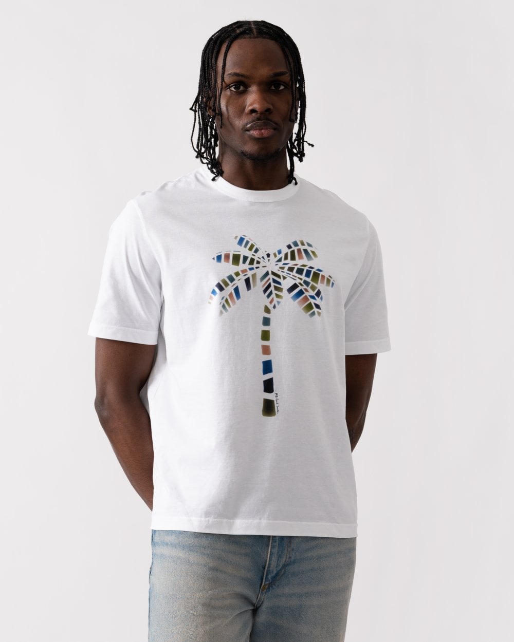 PS Paul Smith Mens Reg Fit Short Sleeve Multi Palm T-Shirt
