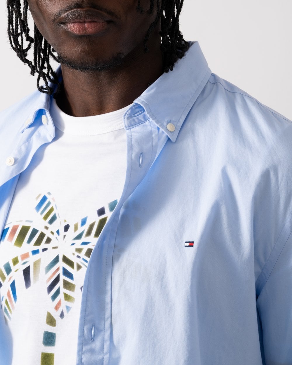 Tommy Hilfiger Core Flex Poplin Mens Long Sleeve Shirt - Sweet Blue