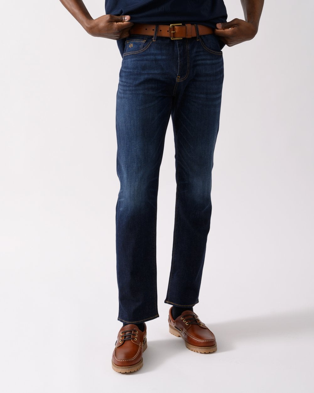 Armani Exchange Mens J13 Slim Fit Jeans in Cotton Denim Dark