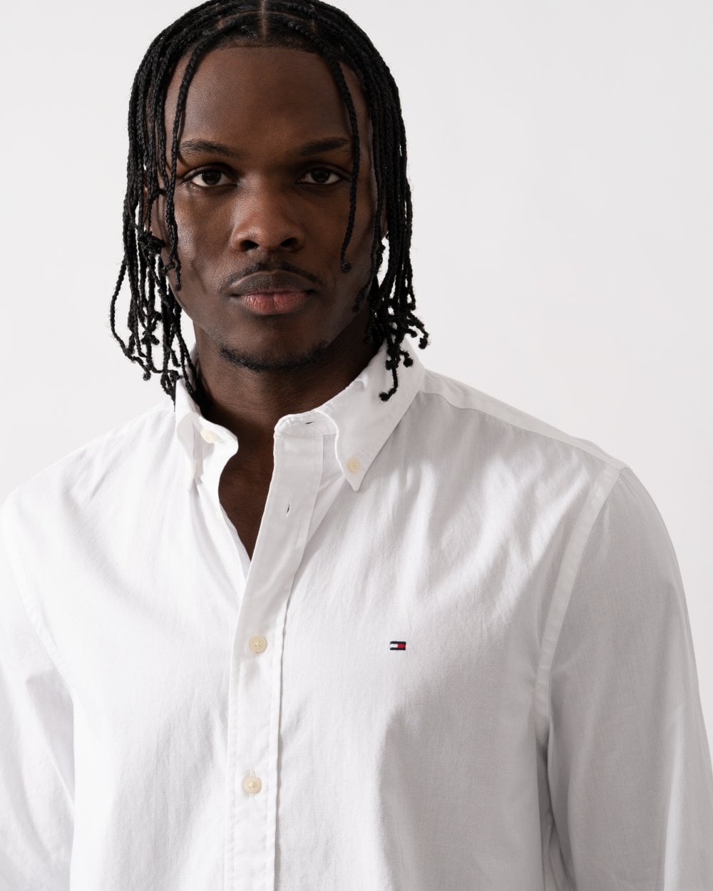 Tommy Hilfiger Core Flex Poplin Mens Long Sleeve Shirt - White