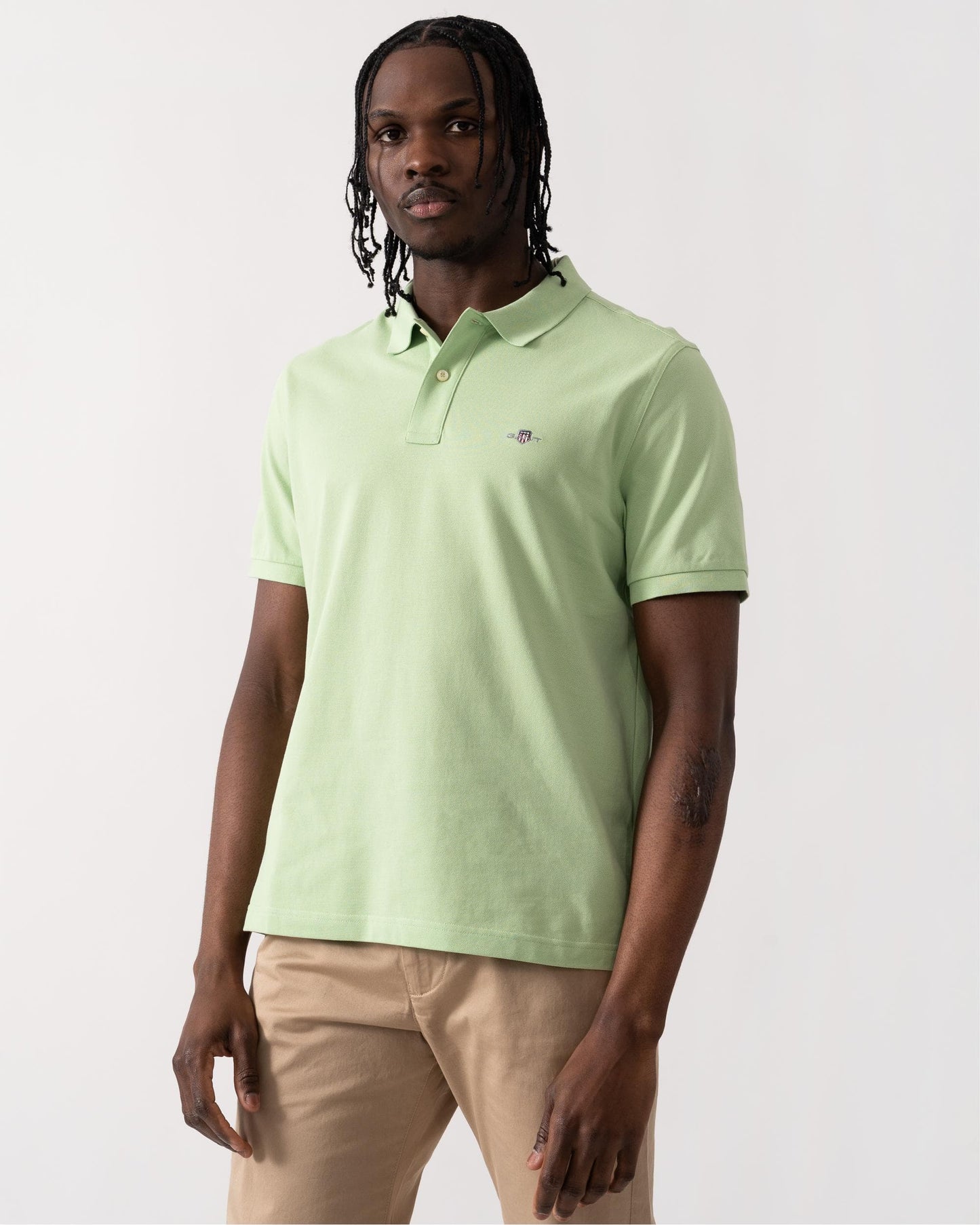 GANT Mens Regular Fit Short Sleeve Shield Logo Pique Polo - 342 Apple Green