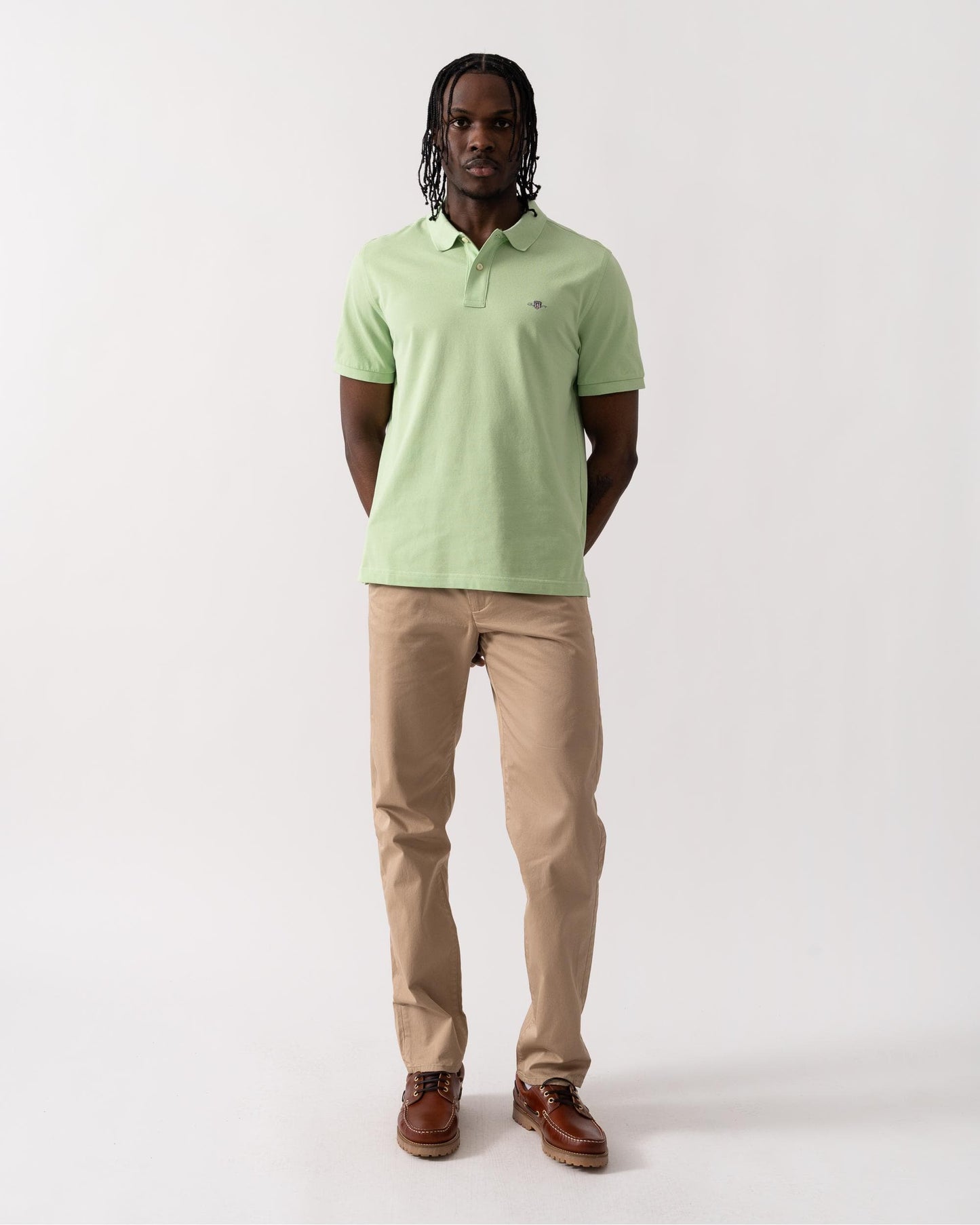 GANT Mens Regular Fit Short Sleeve Shield Logo Pique Polo - 342 Apple Green