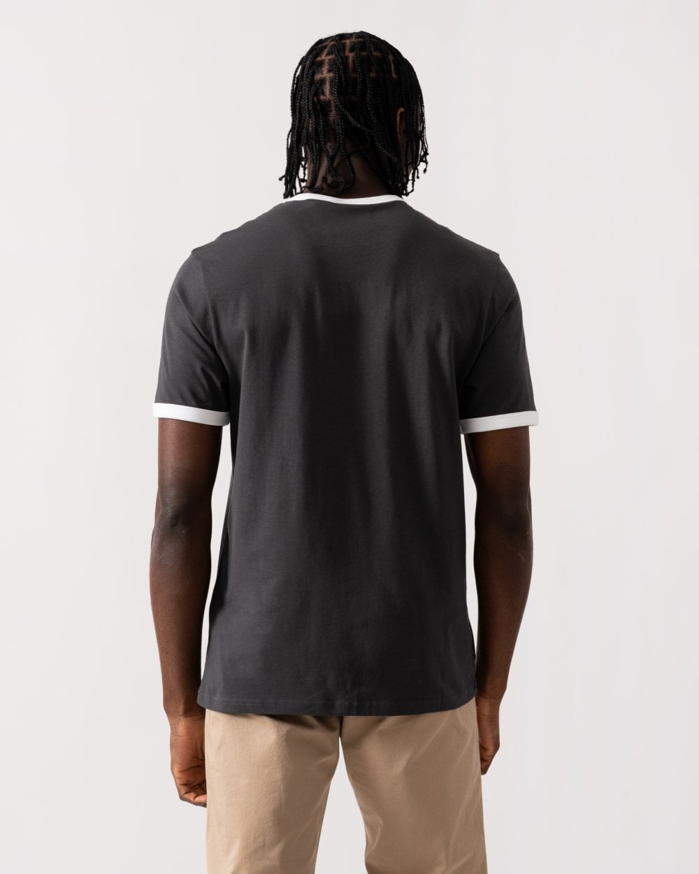 Lyle & Scott Mens Ringer Mens T-shirt - X361 Gunmetal/ White