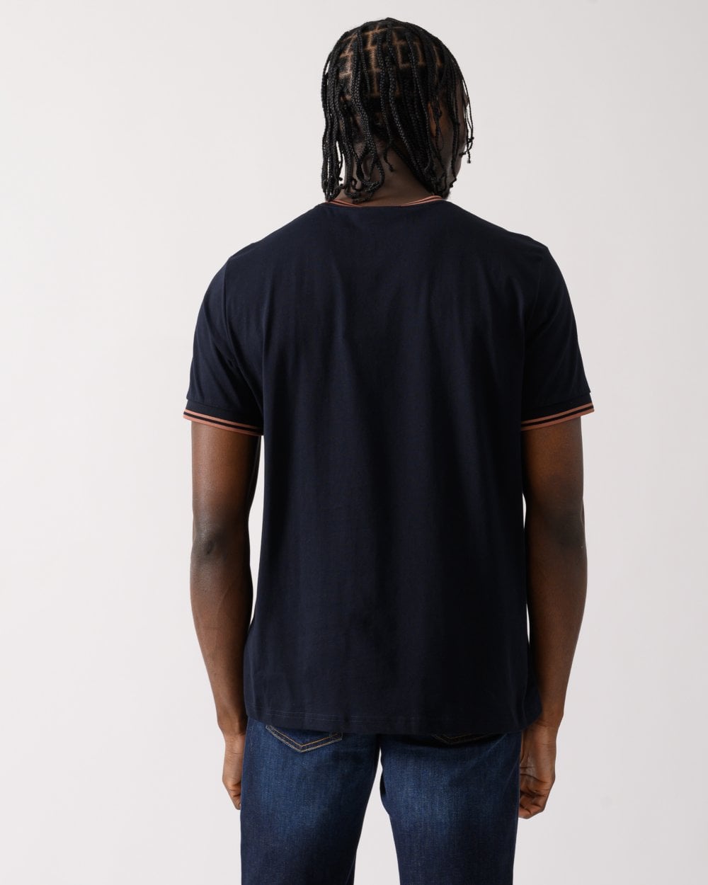 Fred Perry Mens Twin Tipped T-Shirt S/S 25 - Navy/Cinnamon Y31