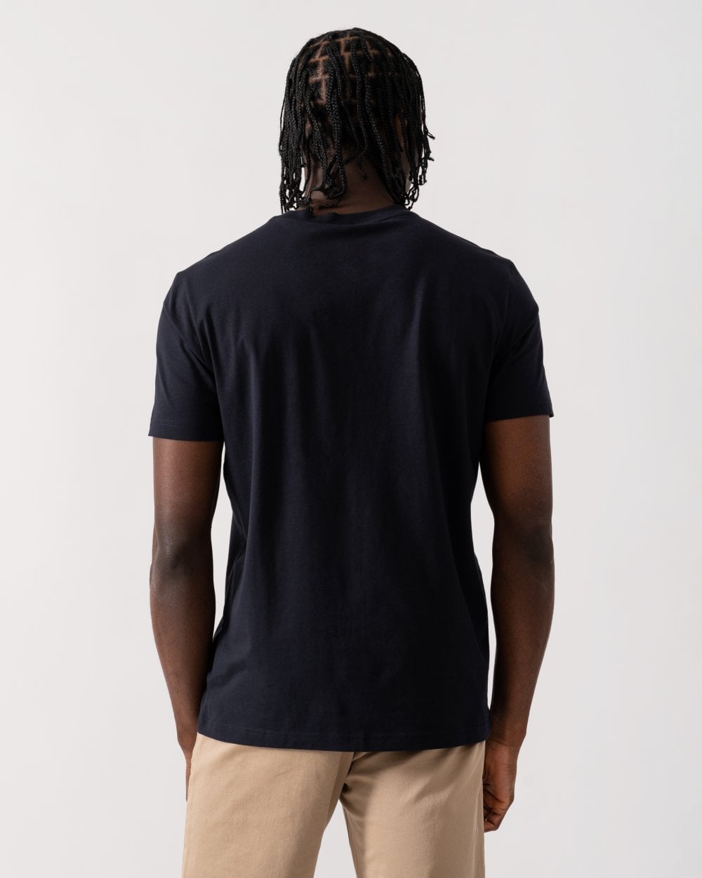 BOSS Green Tee Mens Stretch Cotton T-Shirt with Contrast Logo - Dark Blue 405