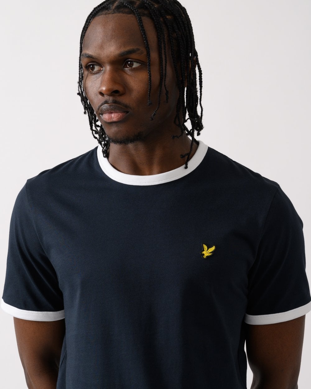 Lyle & Scott Mens Ringer Mens T-shirt - W403 Dark Navy/ White