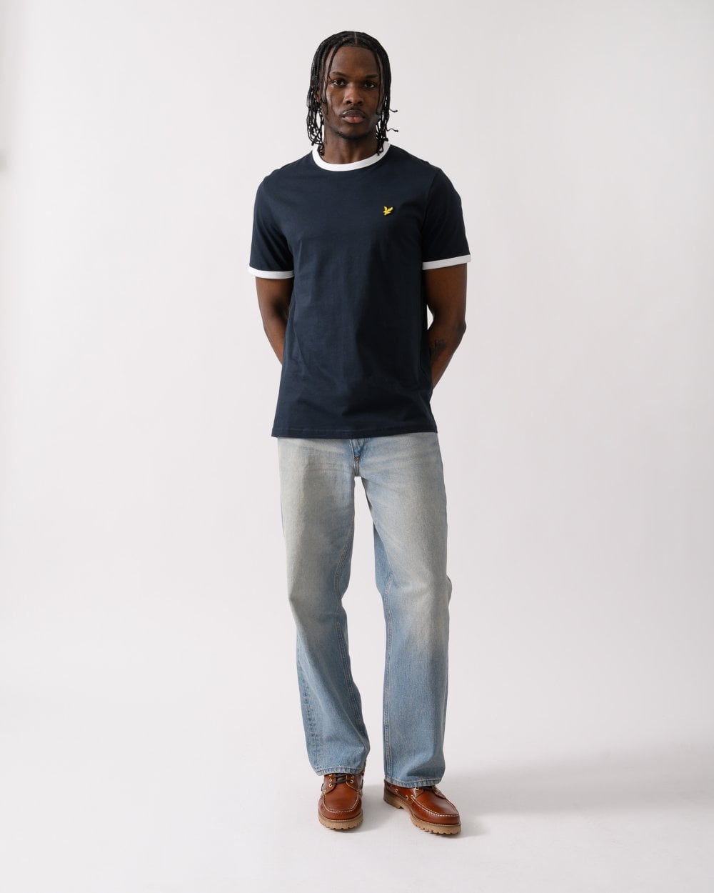 Lyle & Scott Mens Ringer Mens T-shirt - W403 Dark Navy/ White