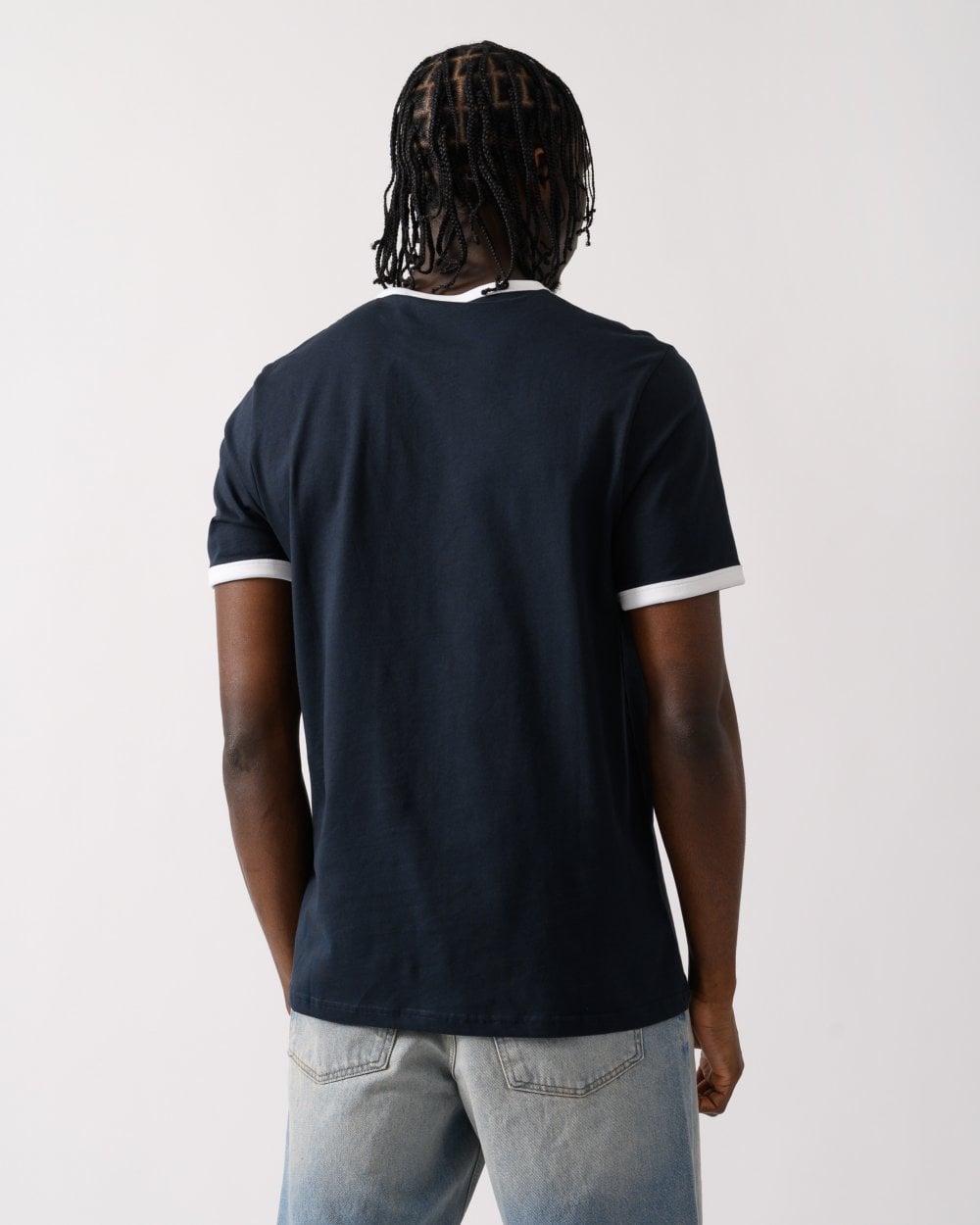 Lyle & Scott Mens Ringer Mens T-shirt - W403 Dark Navy/ White