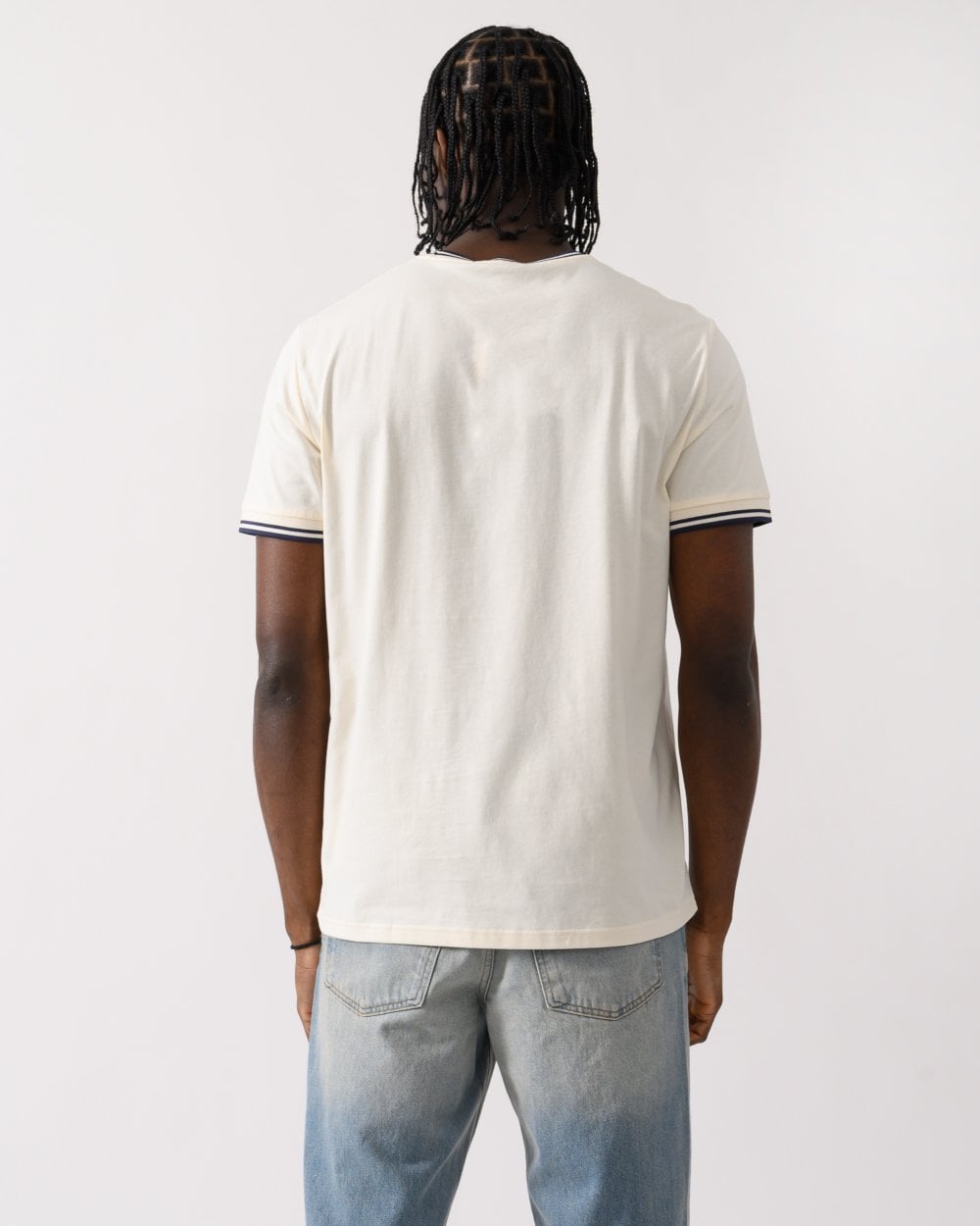 Fred Perry Mens Twin Tipped T-Shirt - Ecru/Tennis Blue Y24