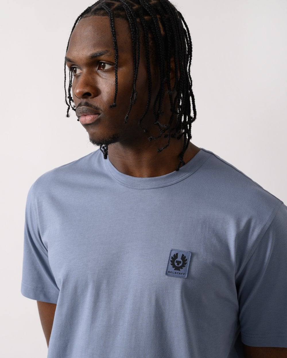 Belstaff Short Sleeved Mens Logo Patch T-Shirt - Blue Flint