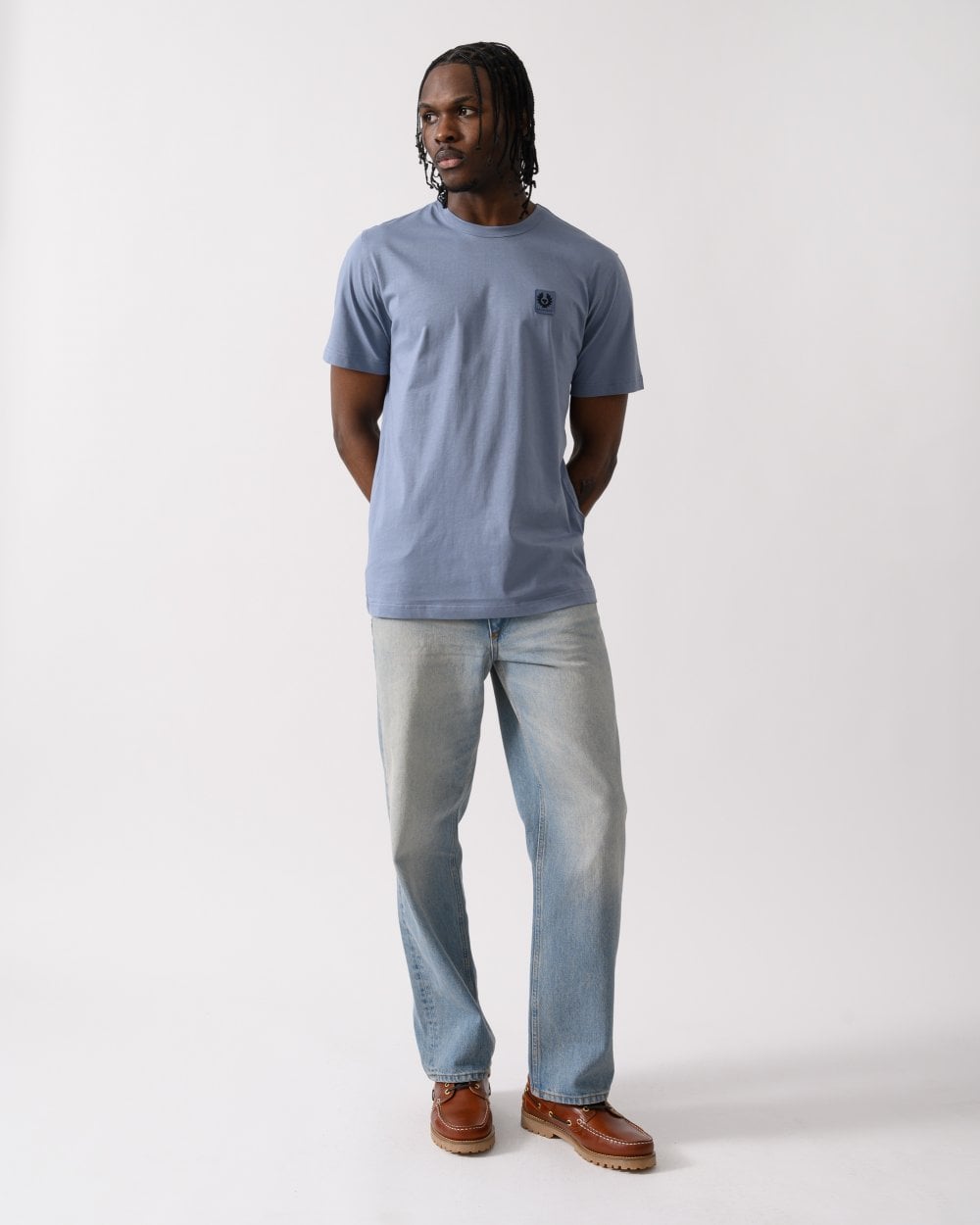 Belstaff Short Sleeved Mens Logo Patch T-Shirt - Blue Flint
