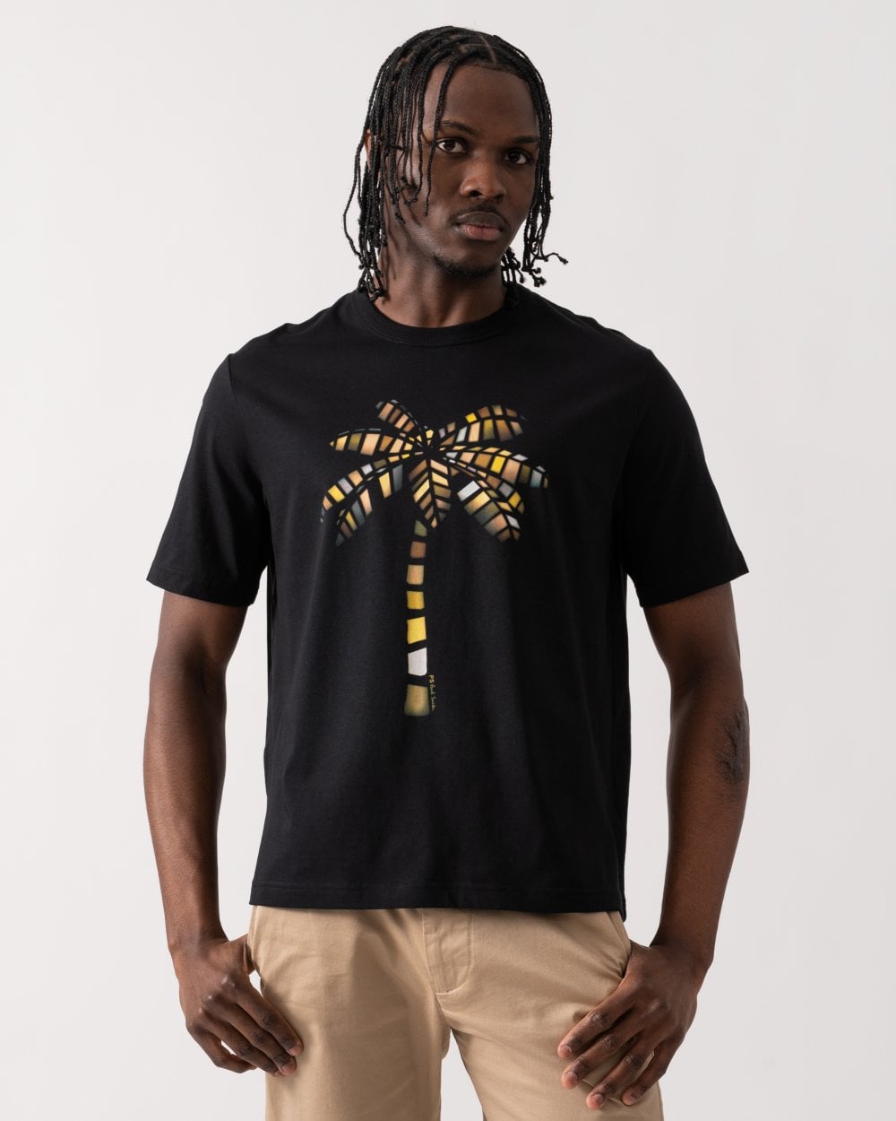PS Paul Smith Mens Reg Fit Short Sleeve Multi Palm T-Shirt