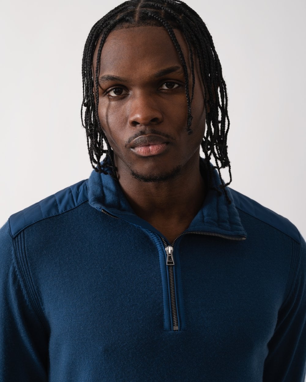 Belstaff Kilmington Mens Merino Wool Quarter Zip Jumper - Insignia Blue