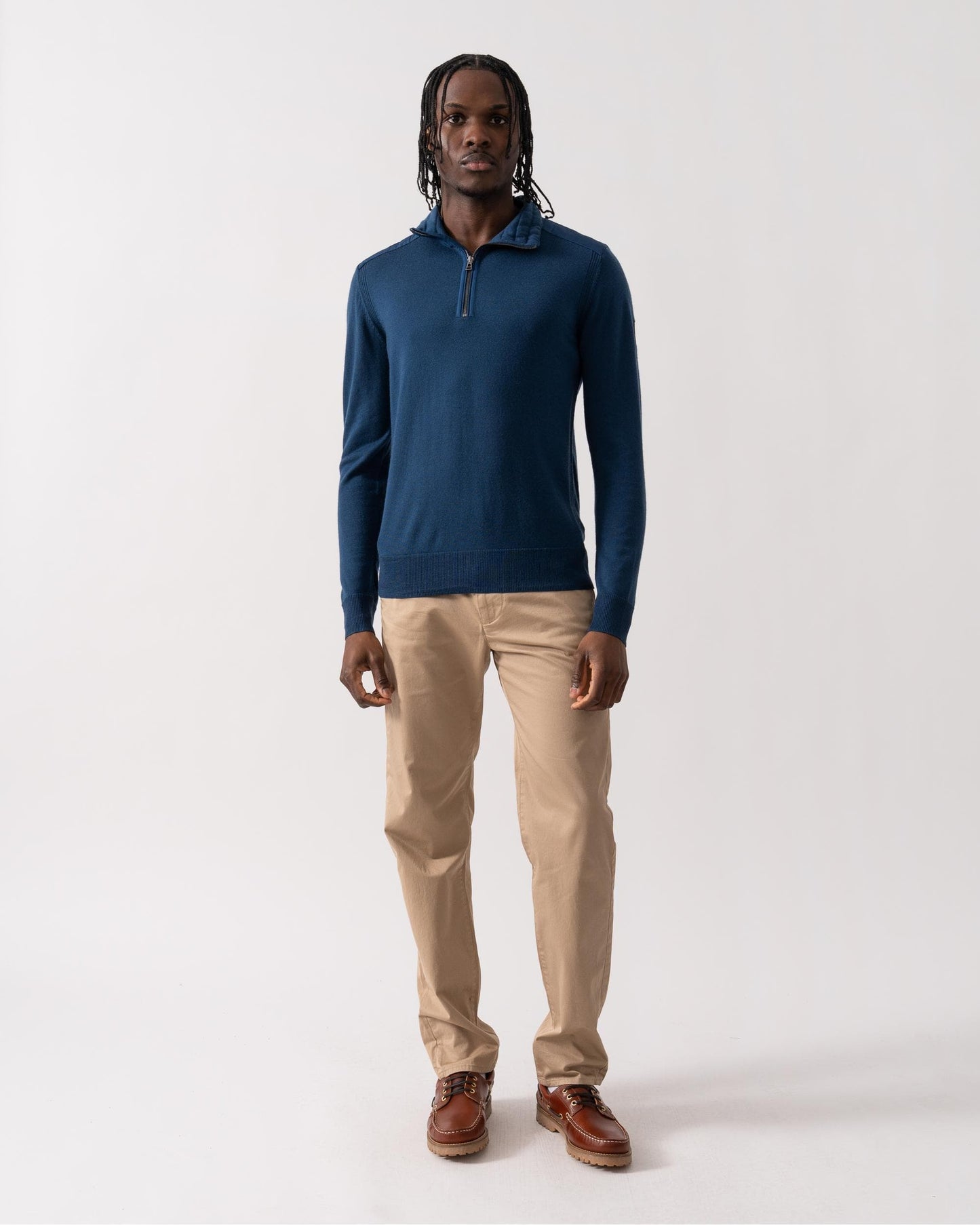 Belstaff Kilmington Mens Merino Wool Quarter Zip Jumper - Insignia Blue