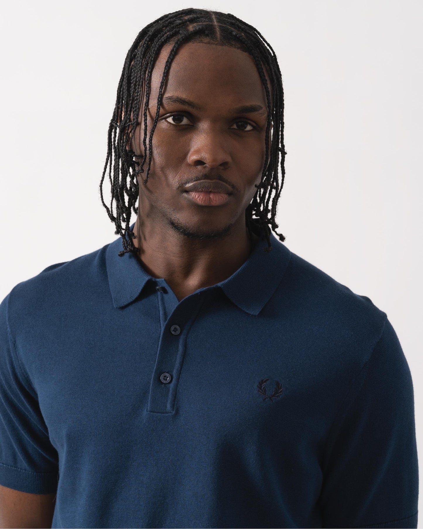 Fred Perry Mens Cotton Knitted Shirt - Tennis Blue X86